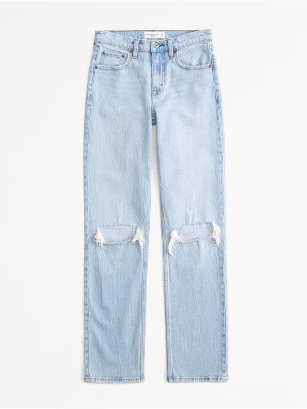 Abercrombie & Fitch NWT Mid Rise 90s Straight Jean Distressed Denim Blue